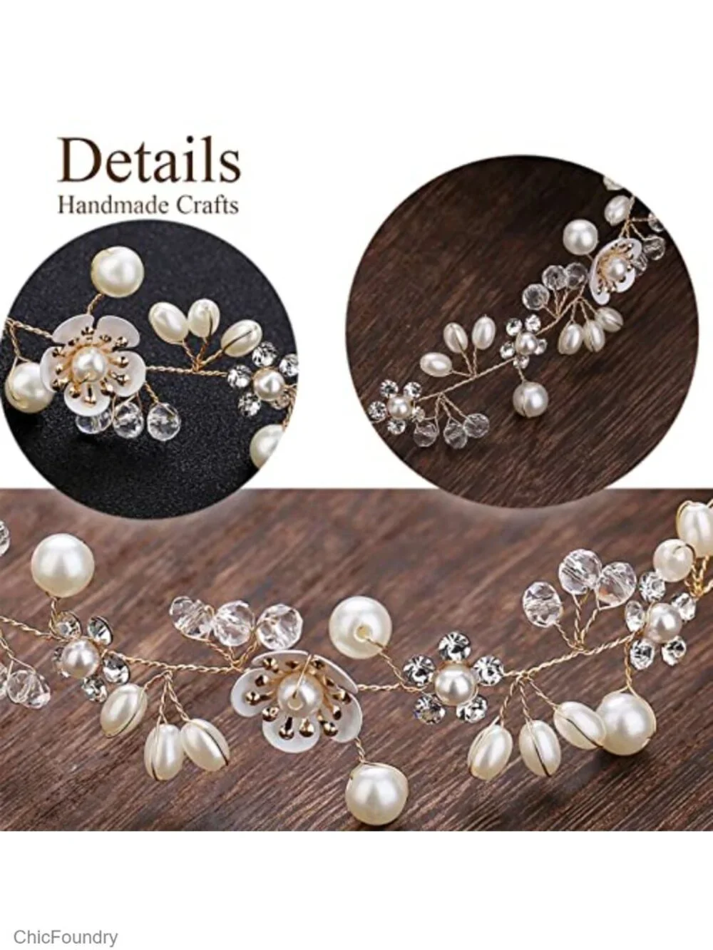 Bridal Pearl Flower Headpiece Headband for Women Girls Wedding Hair Accessory